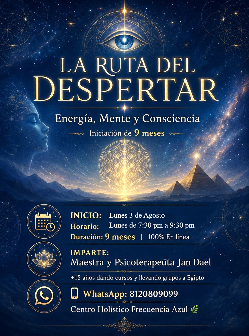 LA RUTA DEL DESPERTAR: Energía, Mente y Consciencia Iniciación de 9 meses para activar tus dones, recordar quién eres y caminar tu proceso con guía real. 👥 Dirigido a hombres y mujeres interesados en el despertar y activación de sus dones y herramientas, así como guía en el proceso.